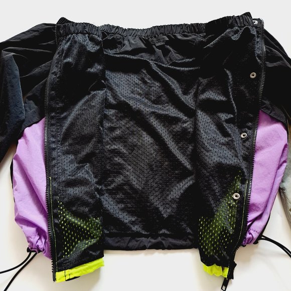 Alexander Wang Off-the-Shoulder Colorblock Wind-Resistant Jacket Size XS - Picture 14 of 16